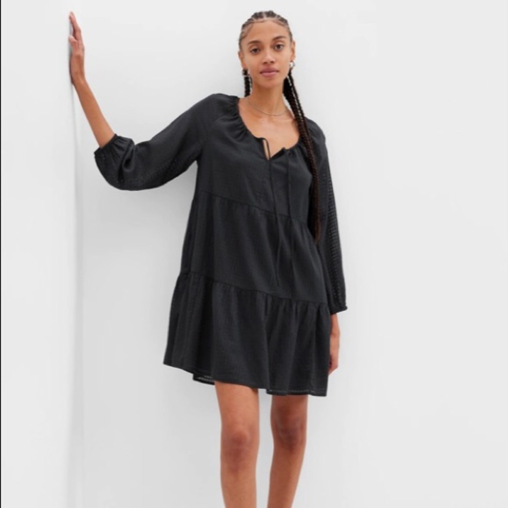 J Crew tie front tiered mini dress